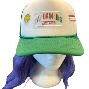 New Day Drinking Weather Green and White Trucker Hat